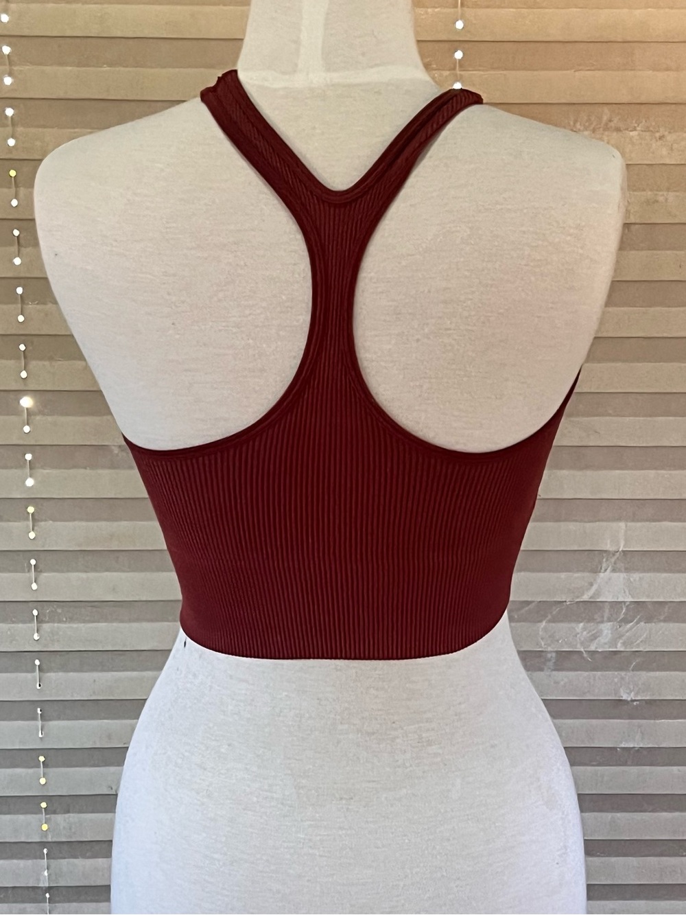 Gilly Hicks Ribbed Racerback Crop Bralette - Deep Wine